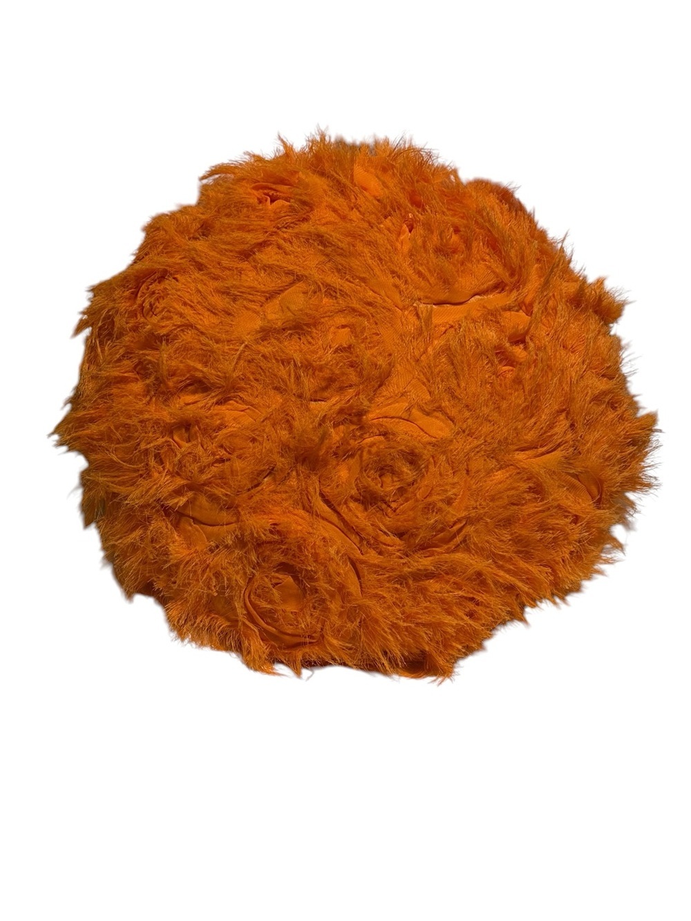 Orange Faux Fur Round Decorative Pillow - Home Accents- 13” diameter